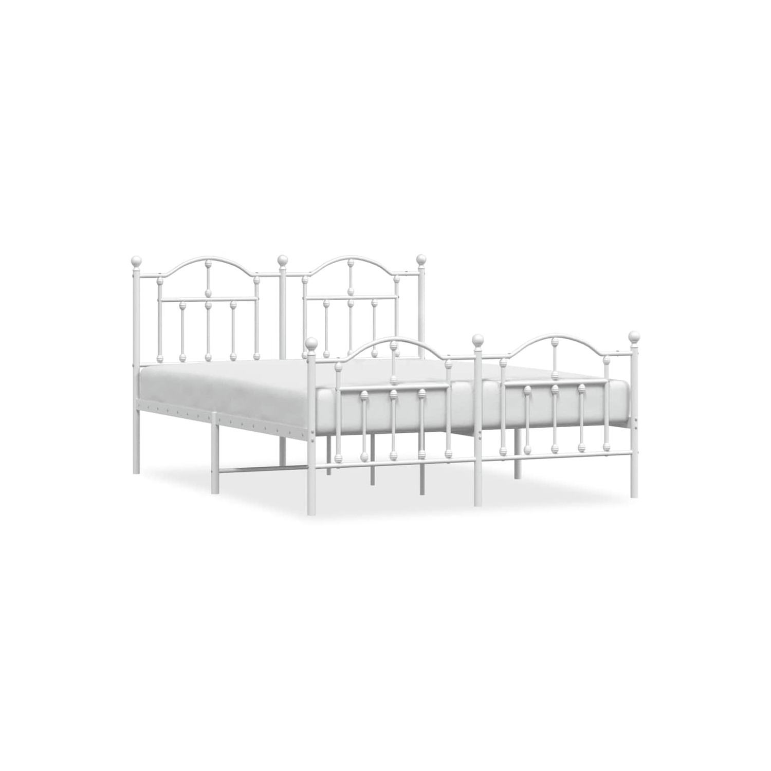 vidaXL White Full Metal Bed Frame with Headboard & Slats, No Mattress, Easy Assembly