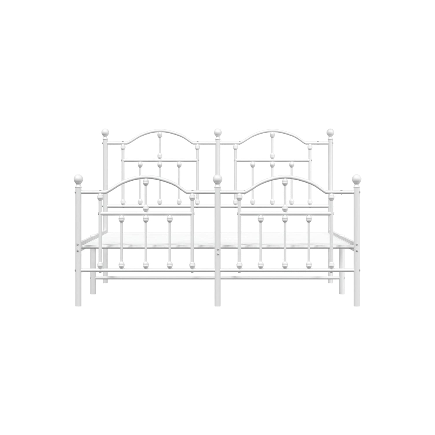 vidaXL White Full Metal Bed Frame with Headboard & Slats, No Mattress, Easy Assembly