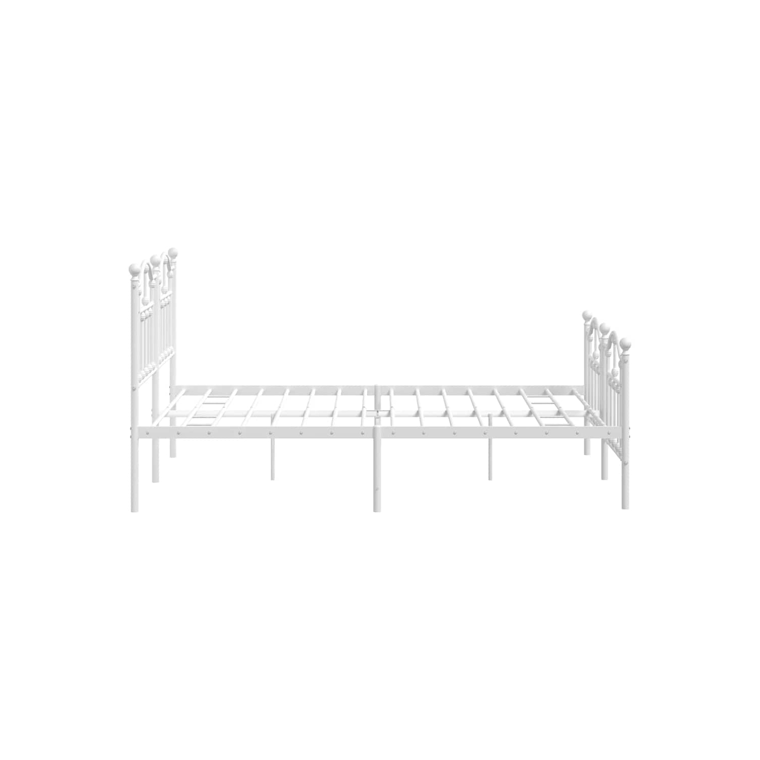 vidaXL White Full Metal Bed Frame with Headboard & Slats, No Mattress, Easy Assembly