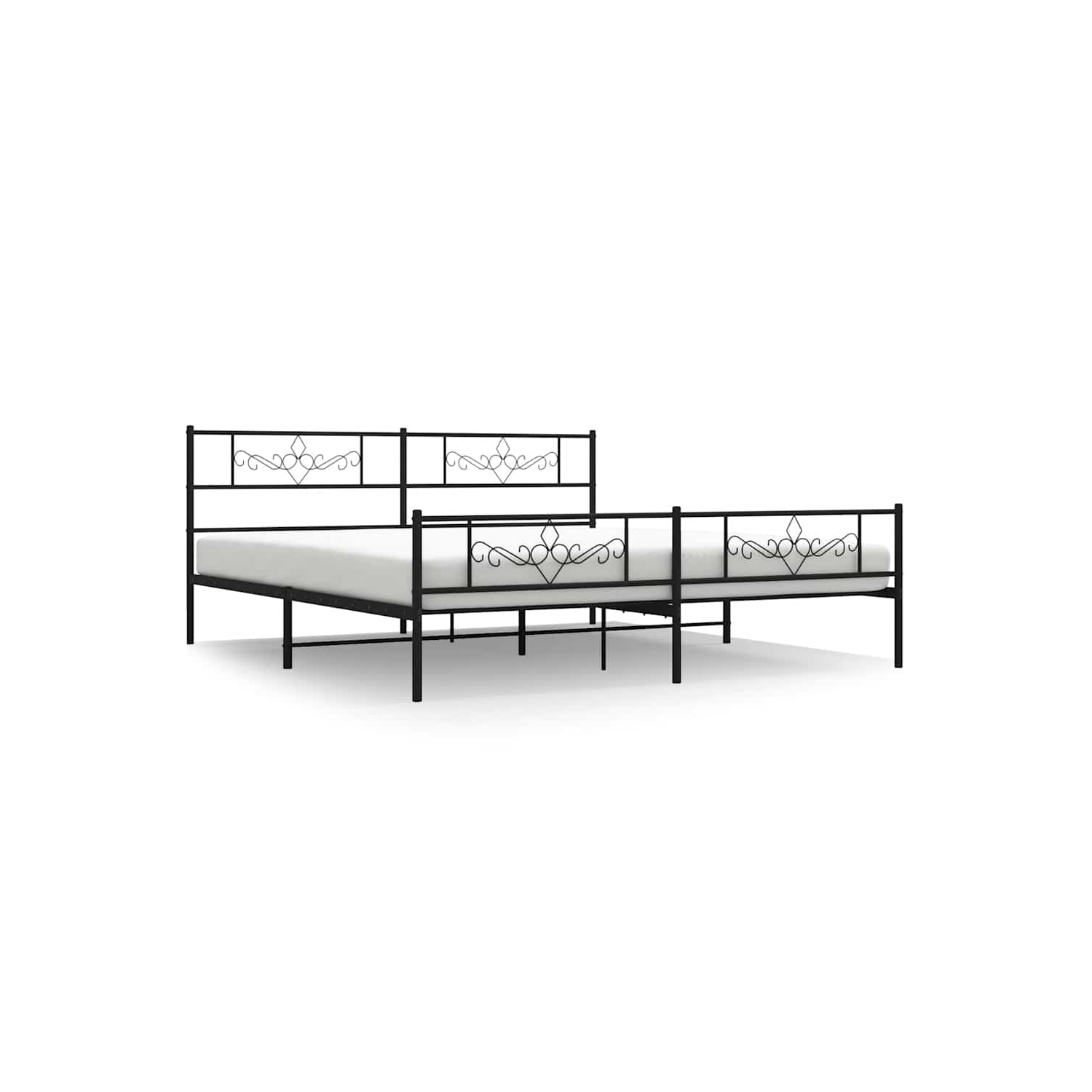vidaXL 12" Black King Size Metal Bed Frame with Headboard & Footboard No Mattress