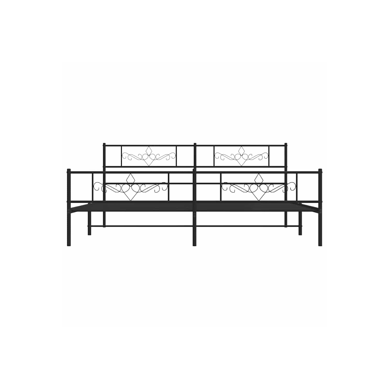 vidaXL 12" Black King Size Metal Bed Frame with Headboard & Footboard No Mattress