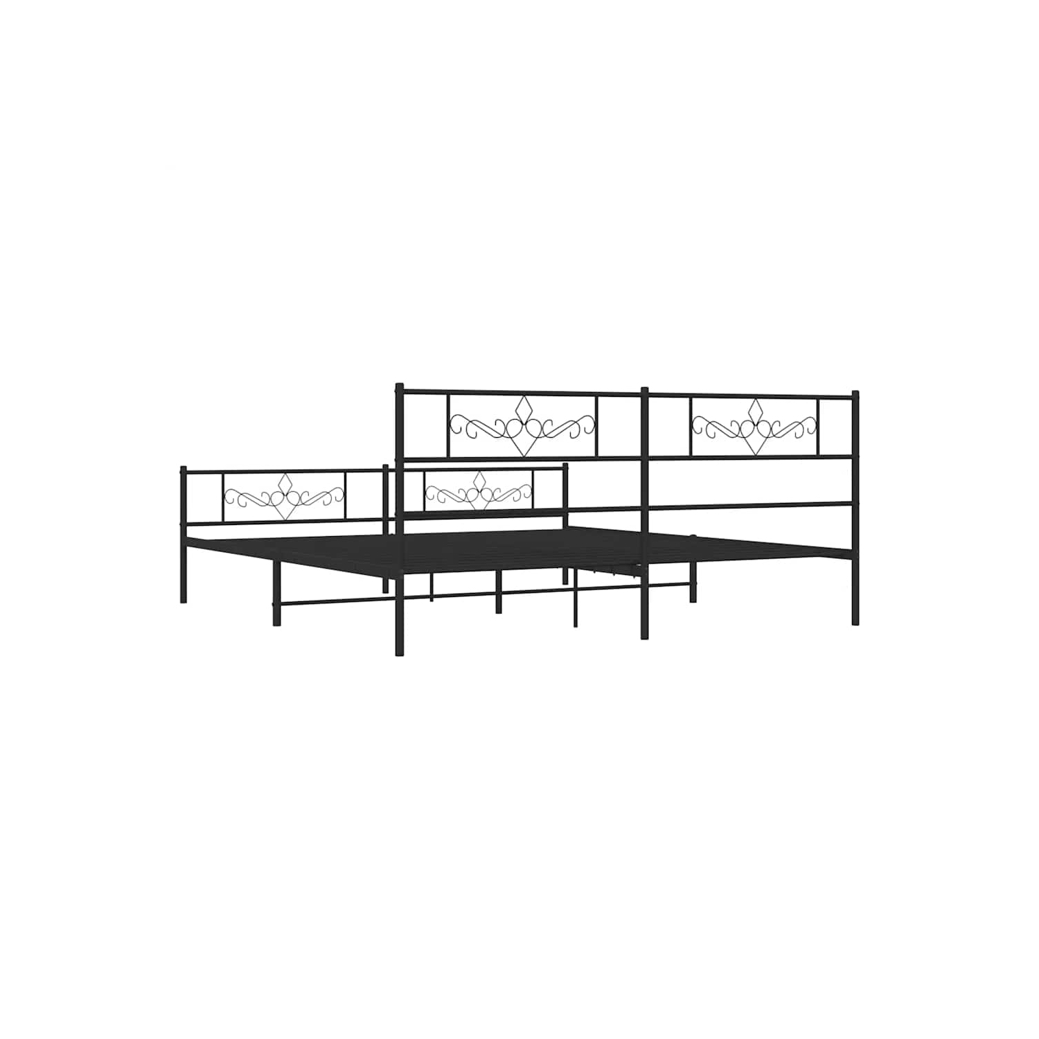 vidaXL 12" Black King Size Metal Bed Frame with Headboard & Footboard No Mattress