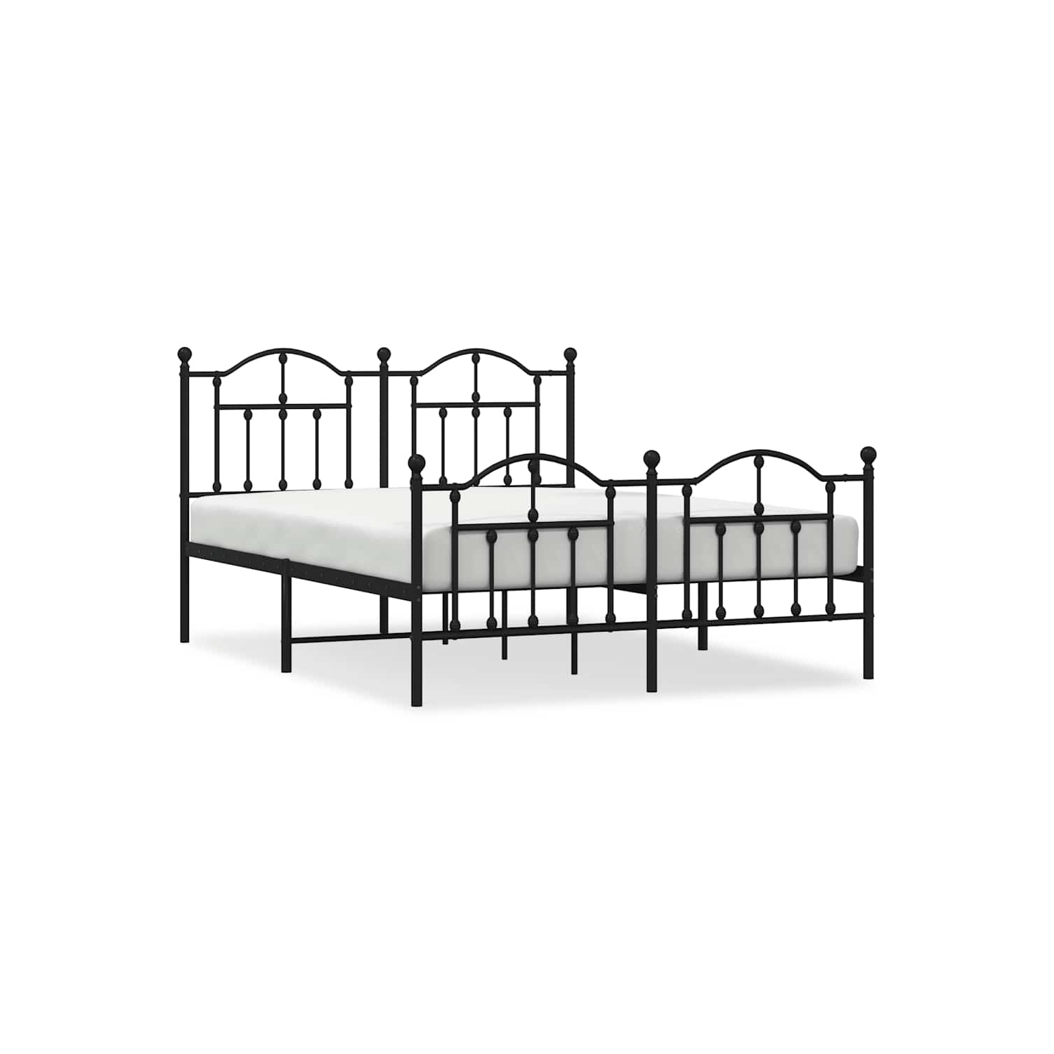 vidaXL Black Full Metal Bed Frame with Headboard & Slats, No Mattress, Easy Assembly