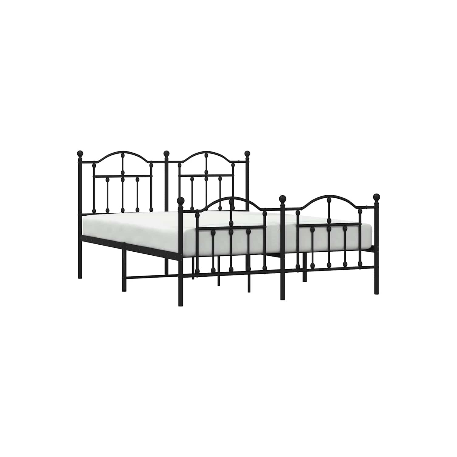 vidaXL Black Full Metal Bed Frame with Headboard & Slats, No Mattress, Easy Assembly