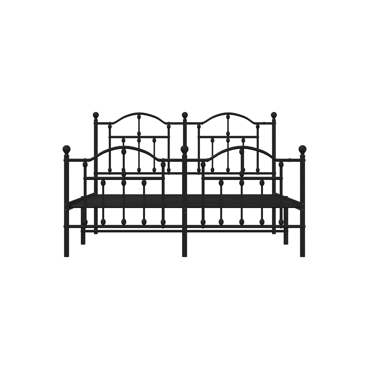 vidaXL Black Full Metal Bed Frame with Headboard & Slats, No Mattress, Easy Assembly