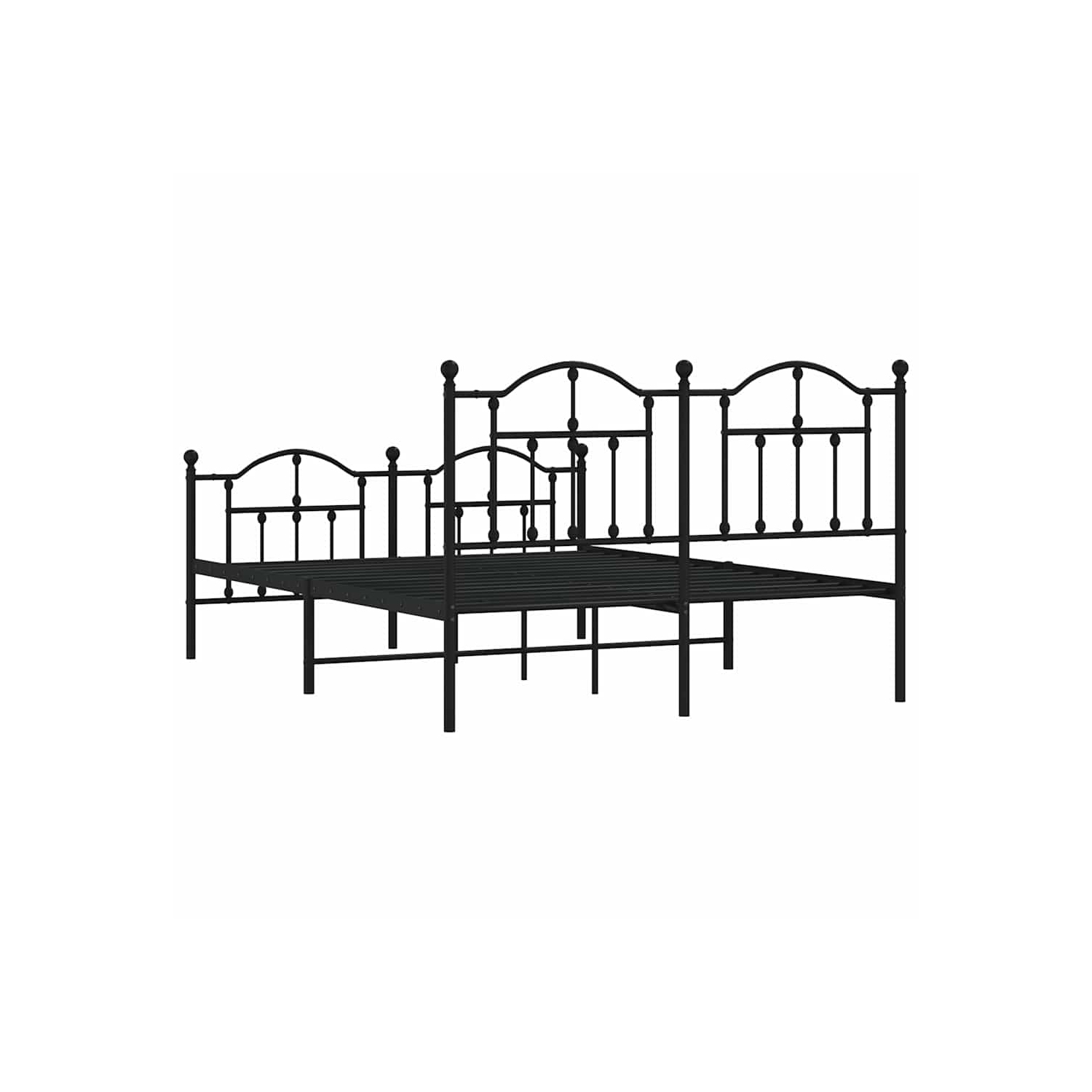 vidaXL Black Full Metal Bed Frame with Headboard & Slats, No Mattress, Easy Assembly