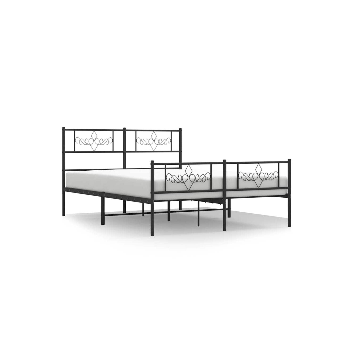 vidaXL 12" Black Queen Metal Bed Frame with Headboard & Footboard No Mattress