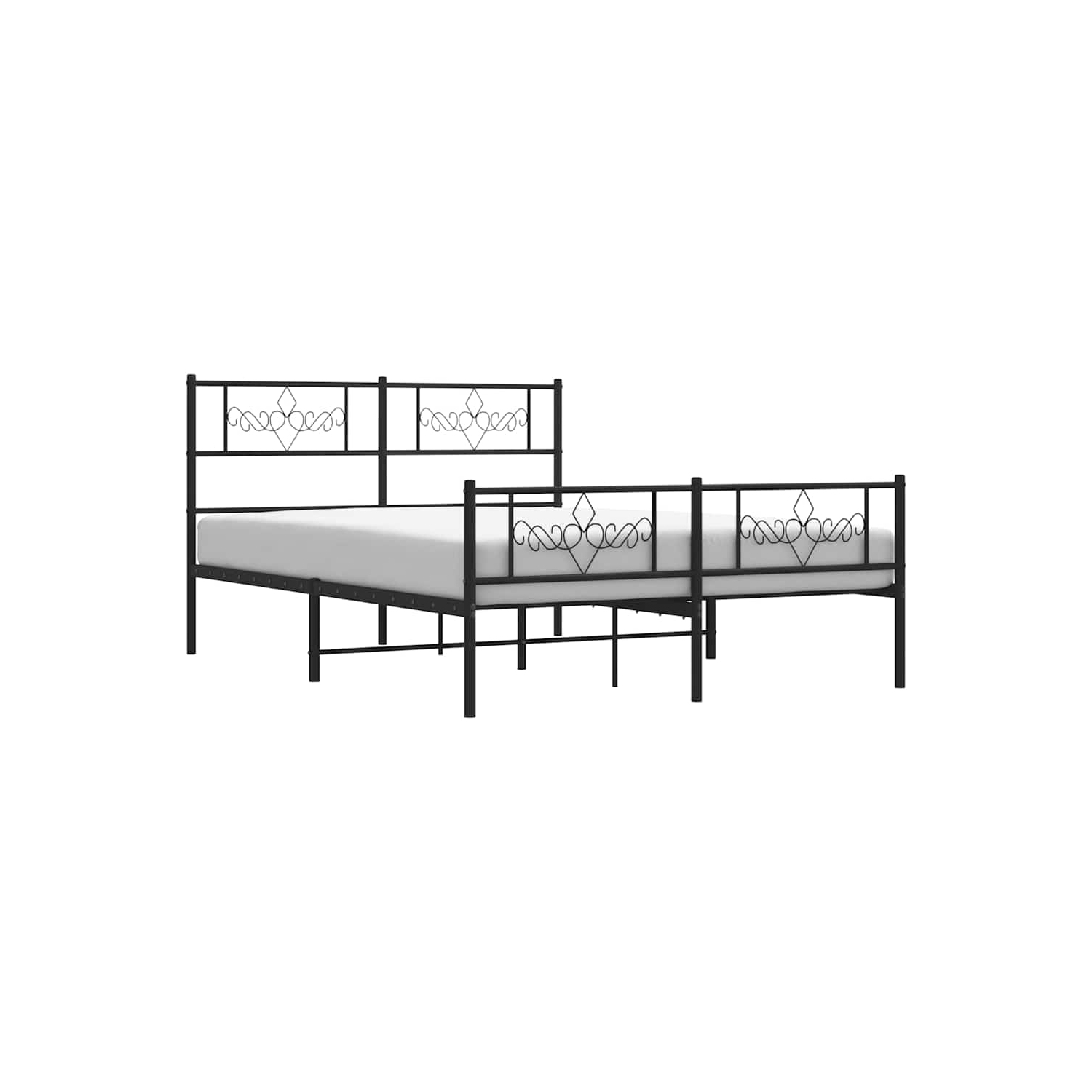 vidaXL 12" Black Queen Metal Bed Frame with Headboard & Footboard No Mattress