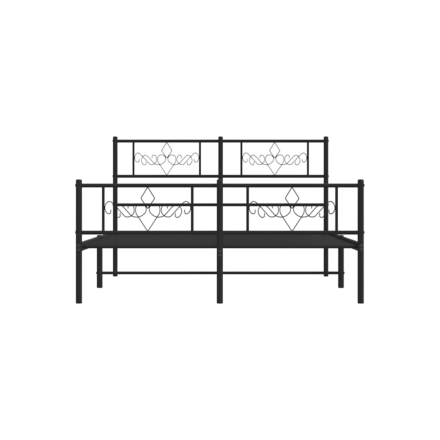 vidaXL 12" Black Queen Metal Bed Frame with Headboard & Footboard No Mattress