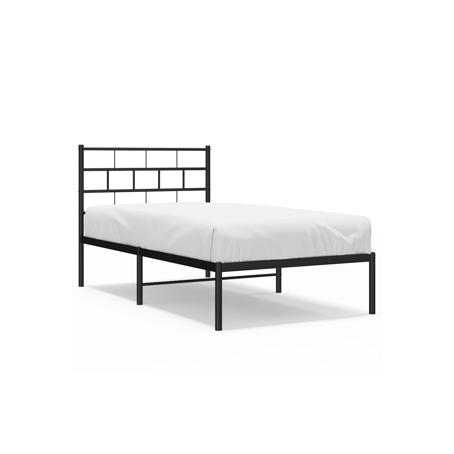 vidaXL Black Metal Twin XL Bed Frame with Headboard, Heavy-Duty, Under-Bed Storage, No Mattress