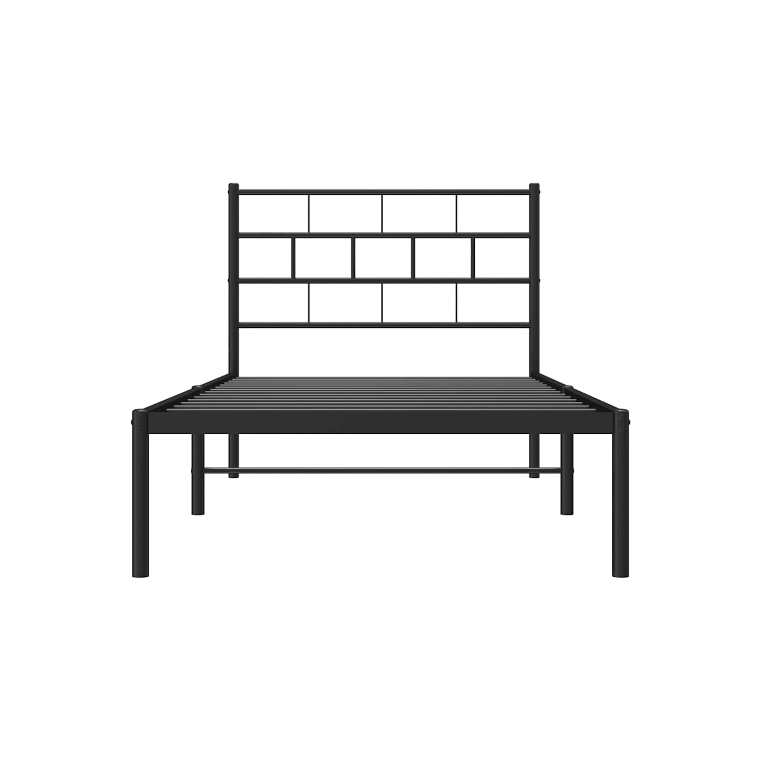 vidaXL Black Metal Twin XL Bed Frame with Headboard, Heavy-Duty, Under-Bed Storage, No Mattress