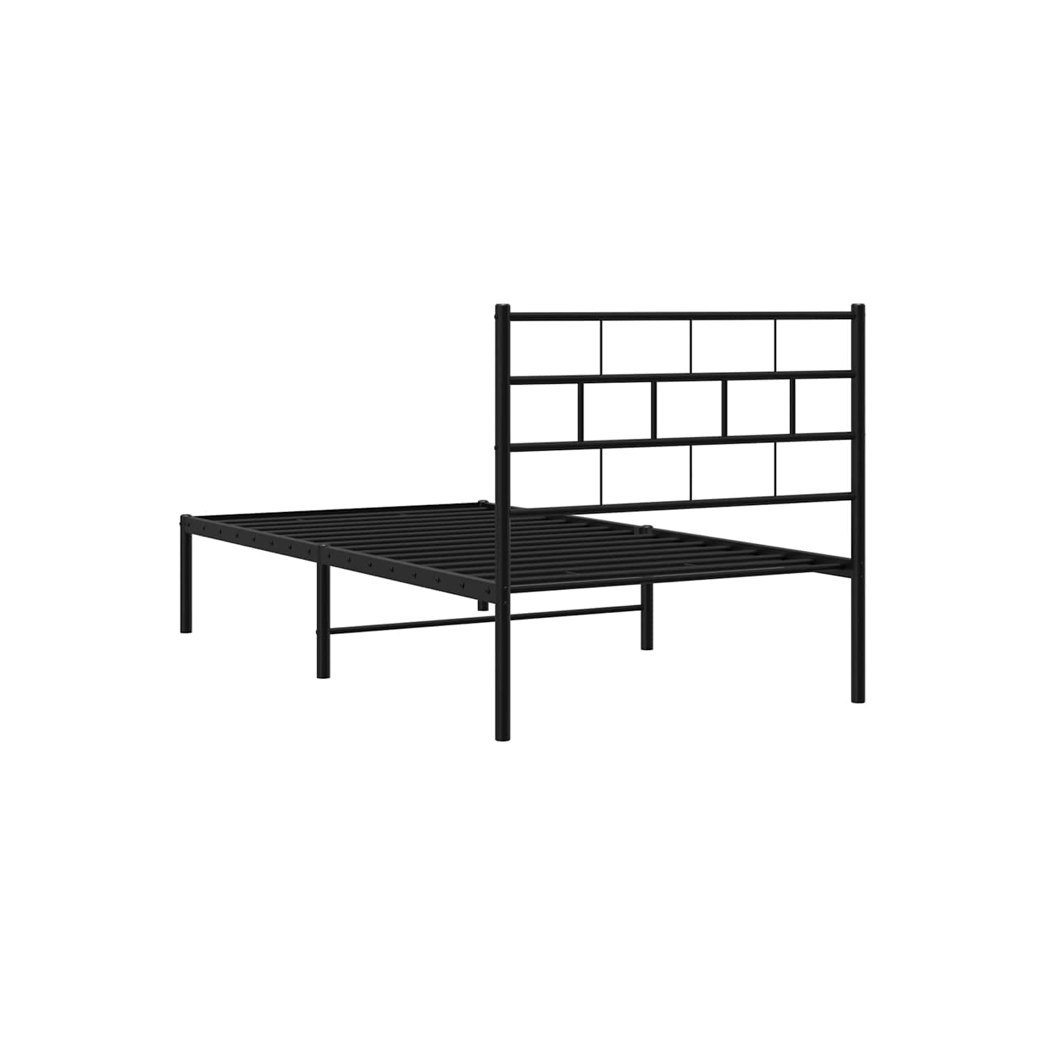 vidaXL Black Metal Twin XL Bed Frame with Headboard, Heavy-Duty, Under-Bed Storage, No Mattress