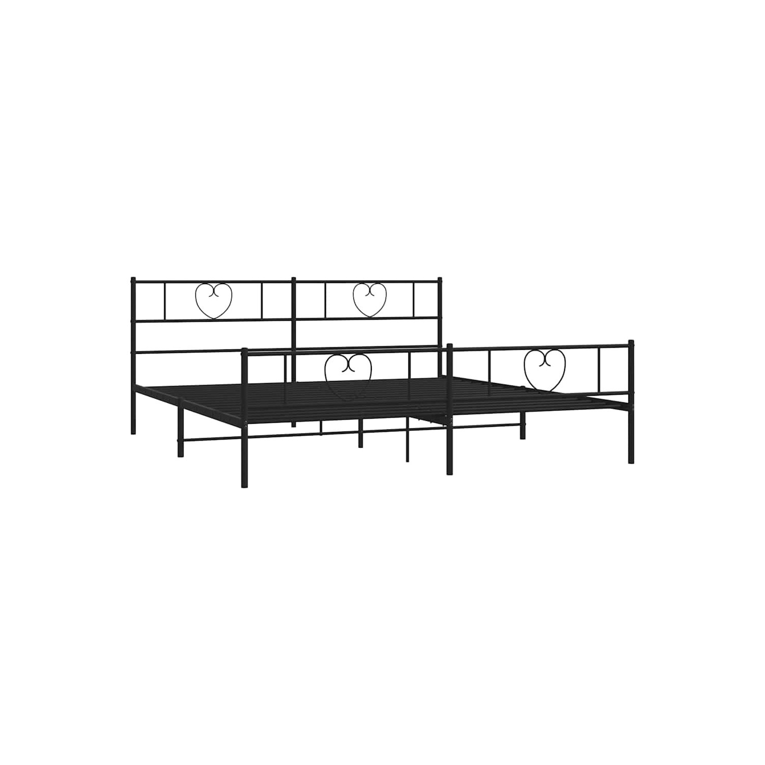vidaXL King Metal Bed Frame with Headboard & Footboard, Sturdy Steel, Black, No Mattress