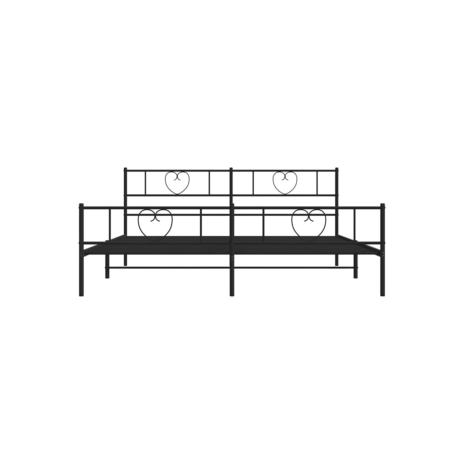 vidaXL King Metal Bed Frame with Headboard & Footboard, Sturdy Steel, Black, No Mattress