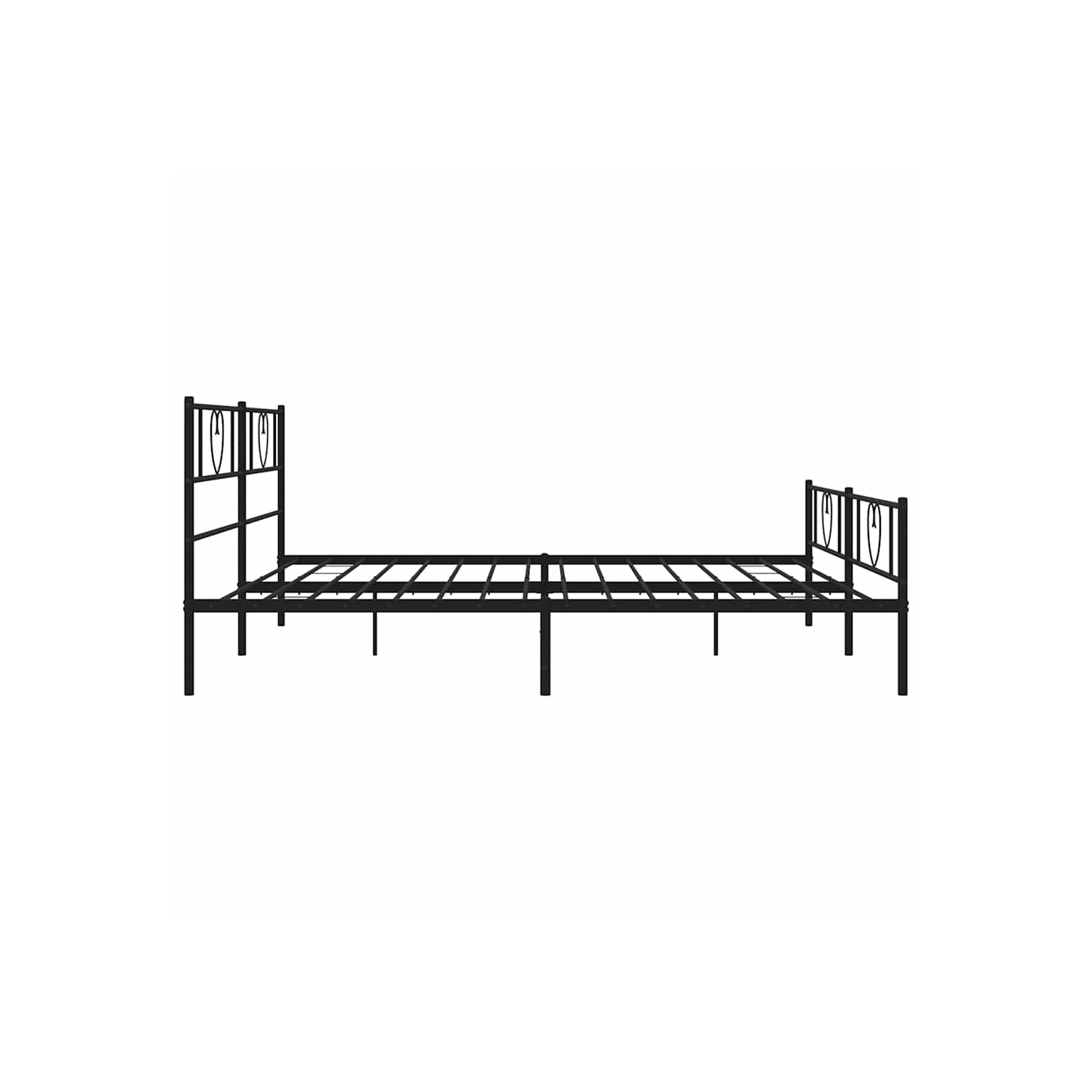 vidaXL King Metal Bed Frame with Headboard & Footboard, Sturdy Steel, Black, No Mattress