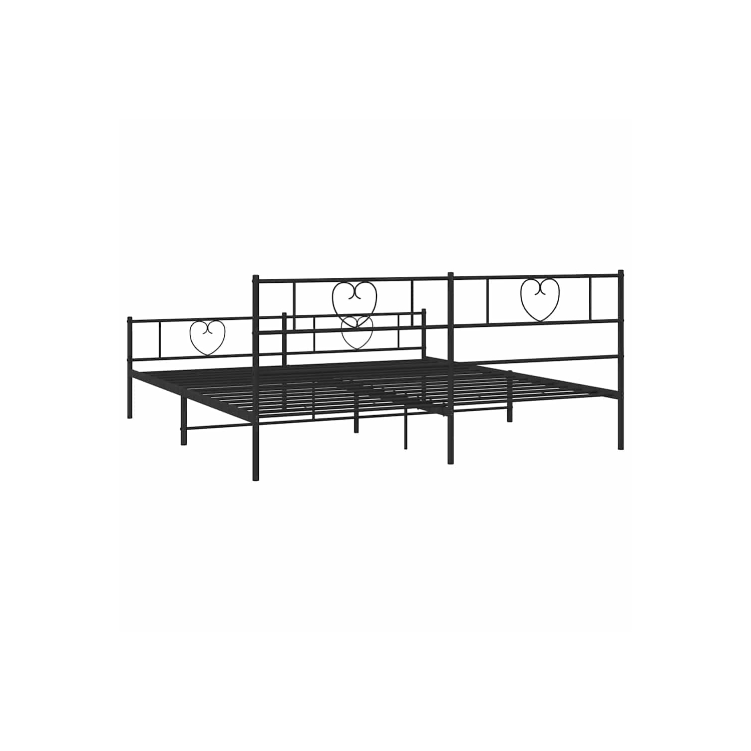 vidaXL King Metal Bed Frame with Headboard & Footboard, Sturdy Steel, Black, No Mattress