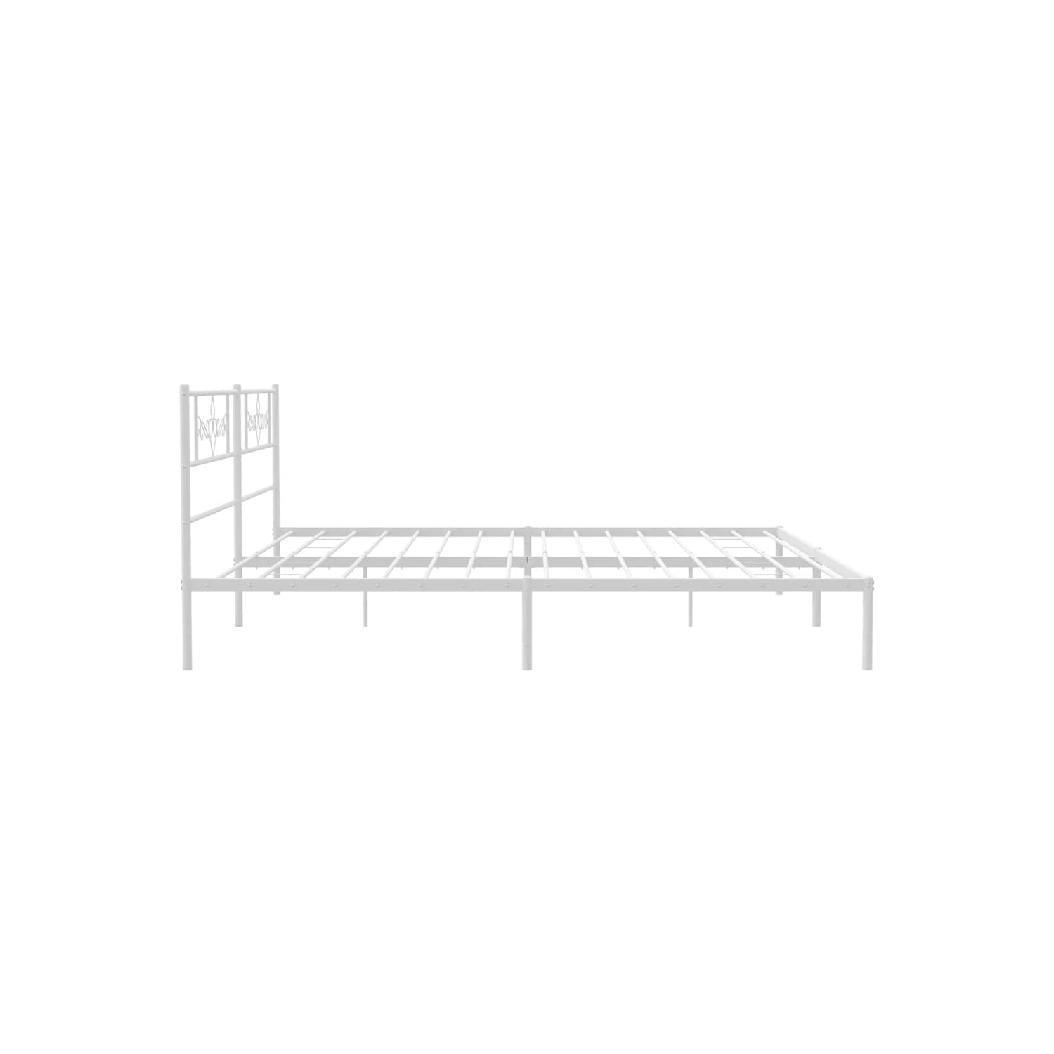vidaXL 12" White King Size Metal Bed Frame with Headboard No Mattress