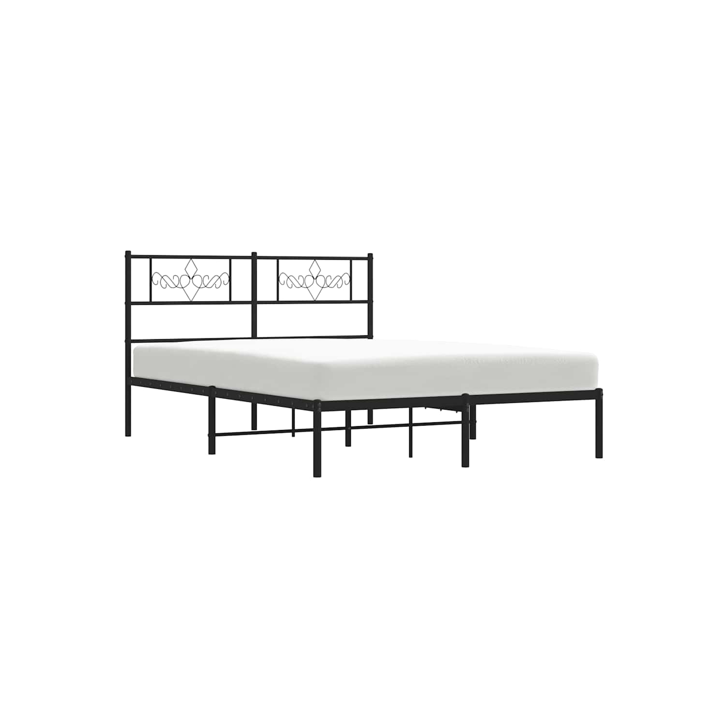vidaXL 12" Black Queen Metal Bed Frame with Headboard No Mattress