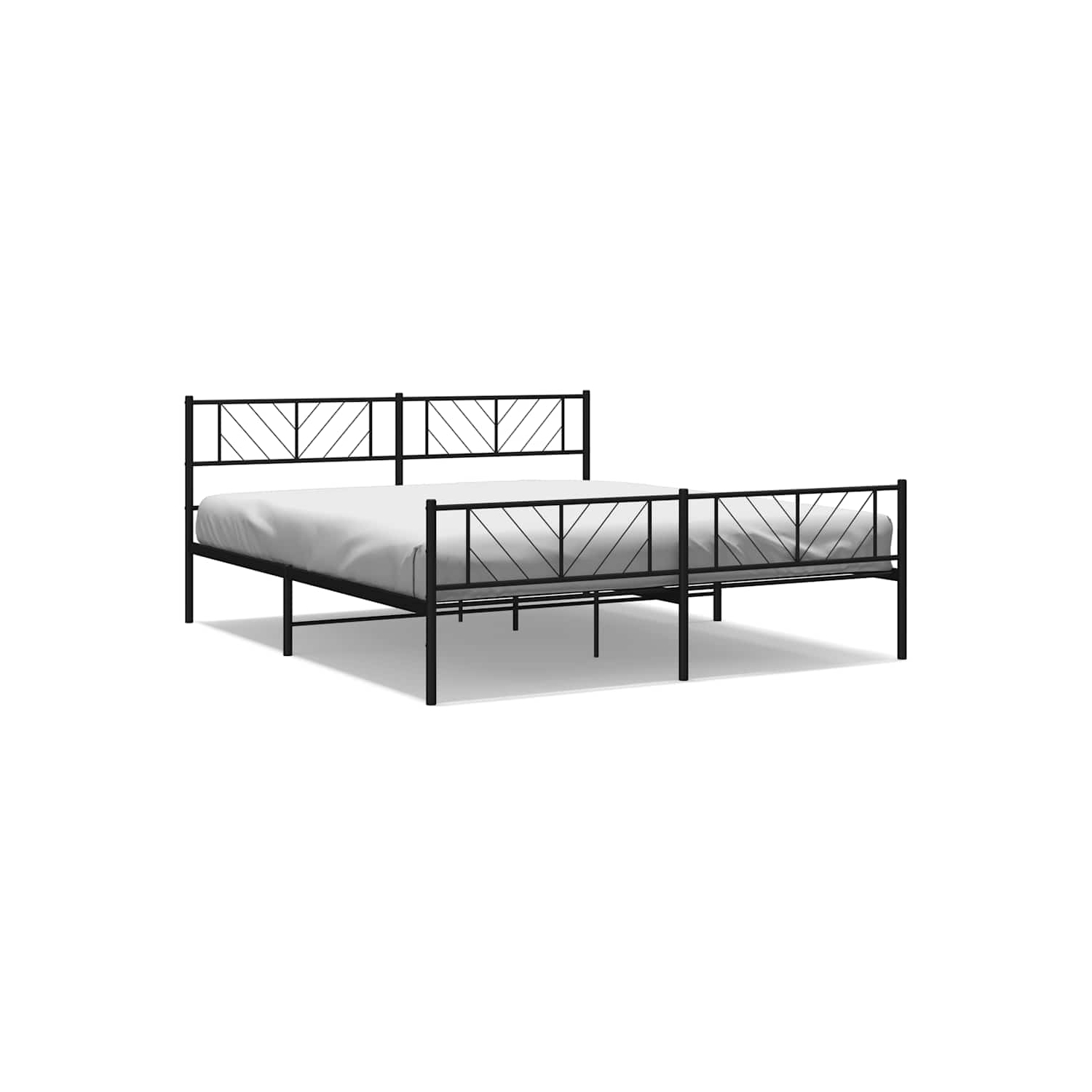 vidaXL King Metal Bed Frame with Headboard & Footboard, Sturdy Steel, Black, No Mattress