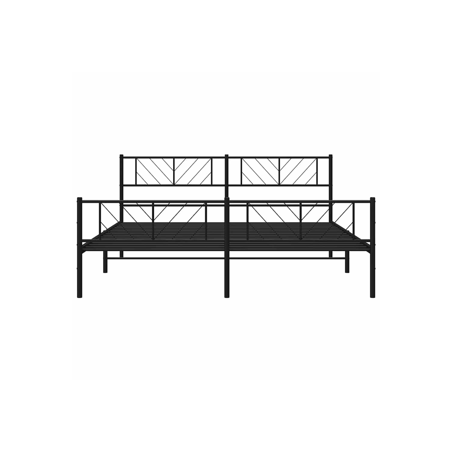 vidaXL King Metal Bed Frame with Headboard & Footboard, Sturdy Steel, Black, No Mattress