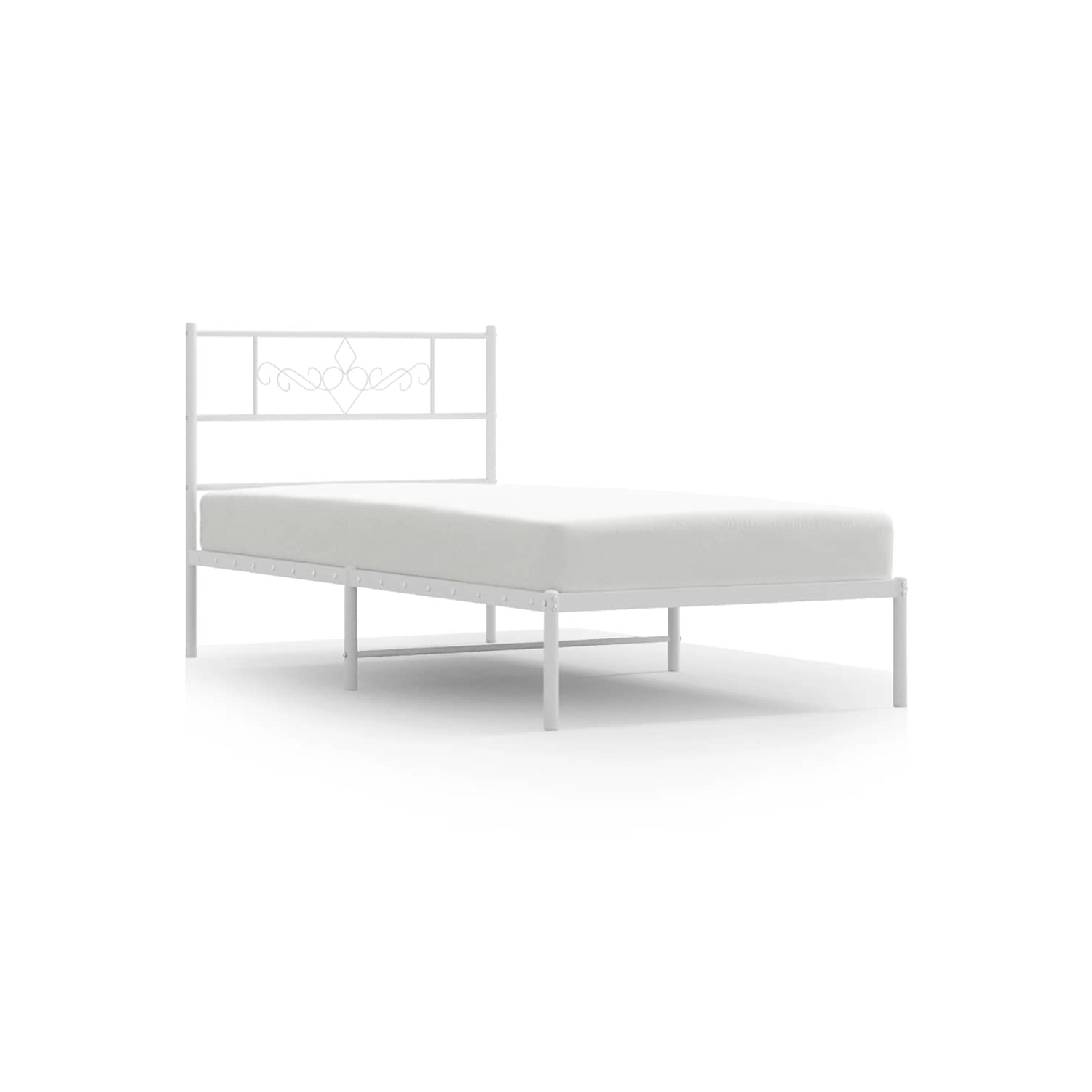 VidaXL – Cadre de très grand lit simple blanc de 12&nbsp;po avec tête de lit, aucun matelas