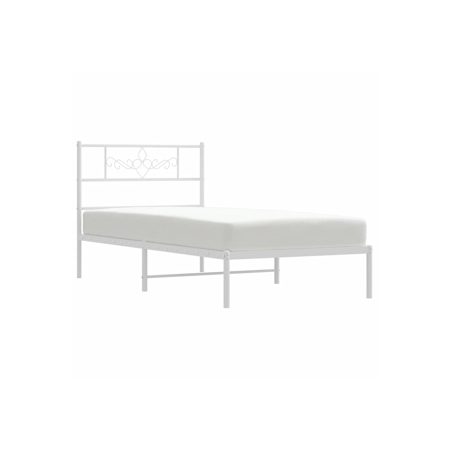 VidaXL – Cadre de très grand lit simple blanc de 12 po avec tête de lit, aucun matelas