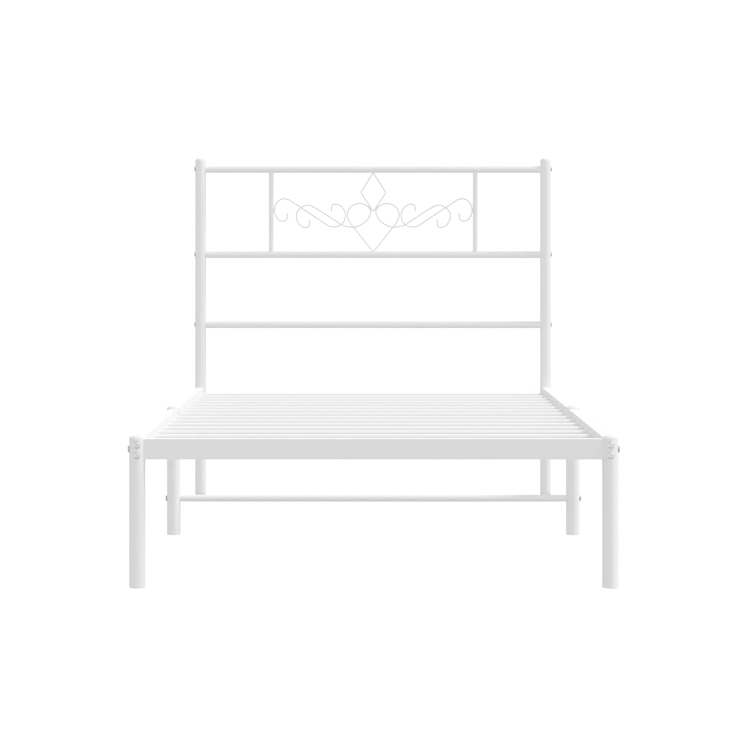 VidaXL – Cadre de très grand lit simple blanc de 12 po avec tête de lit, aucun matelas