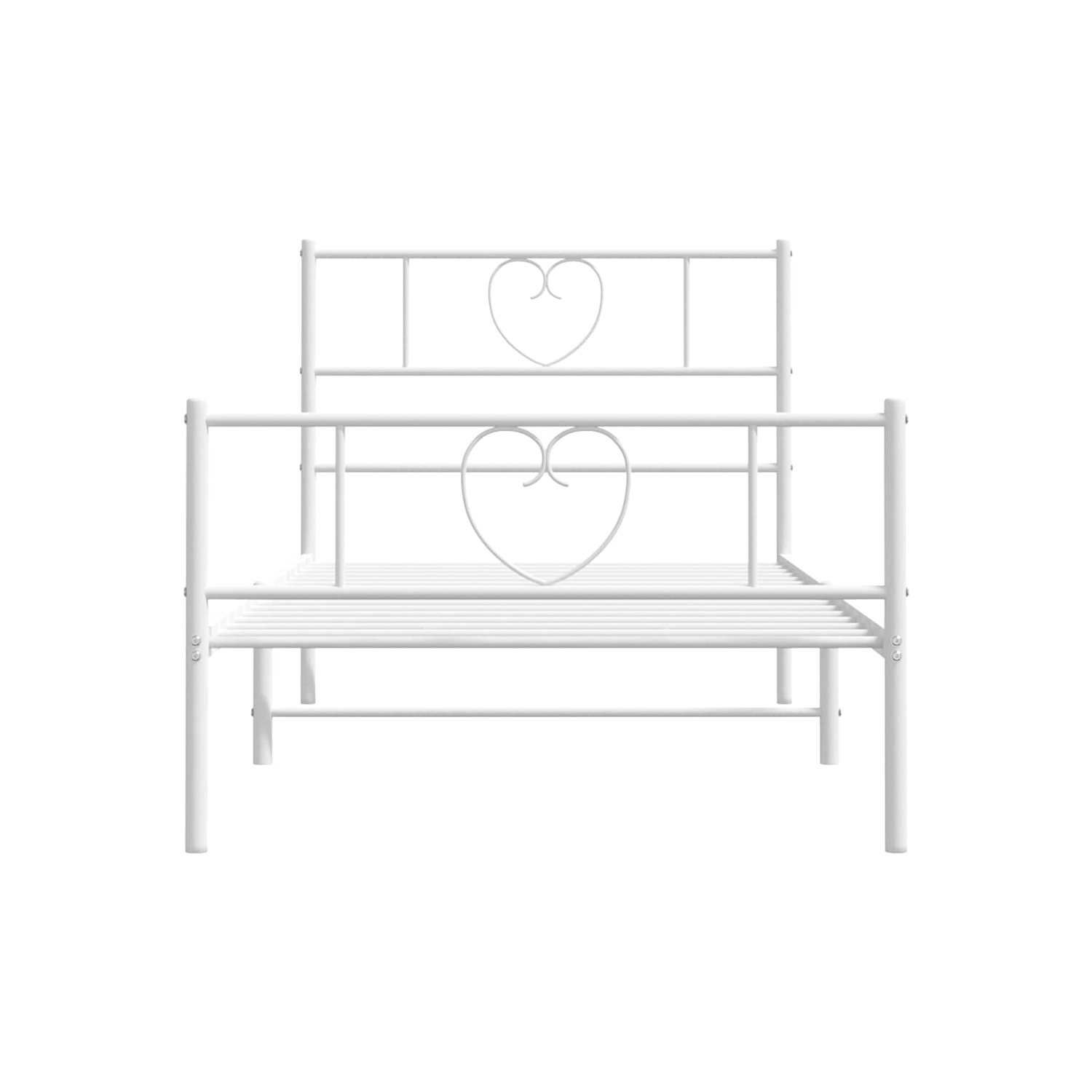 vidaXL Twin Metal Bed Frame with Headboard & Footboard, Sturdy Seel, White, No Mattress