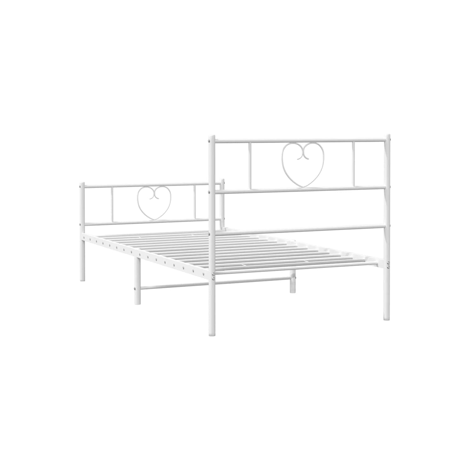 vidaXL Twin Metal Bed Frame with Headboard & Footboard, Sturdy Seel, White, No Mattress