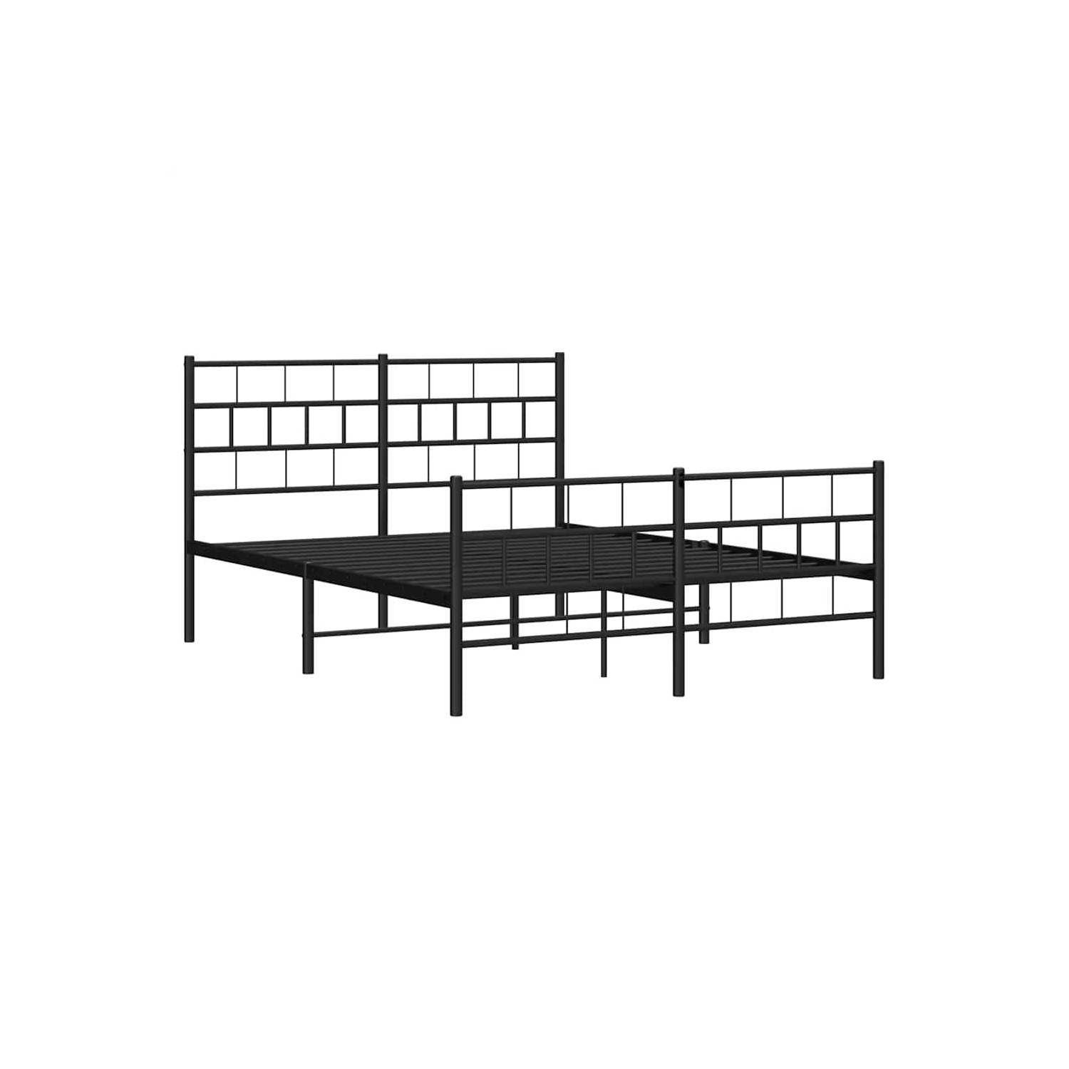 vidaXL Black Metal Queen Bed Frame with Headboard, Heavy-Duty, Under-Bed Storage, No Mattress
