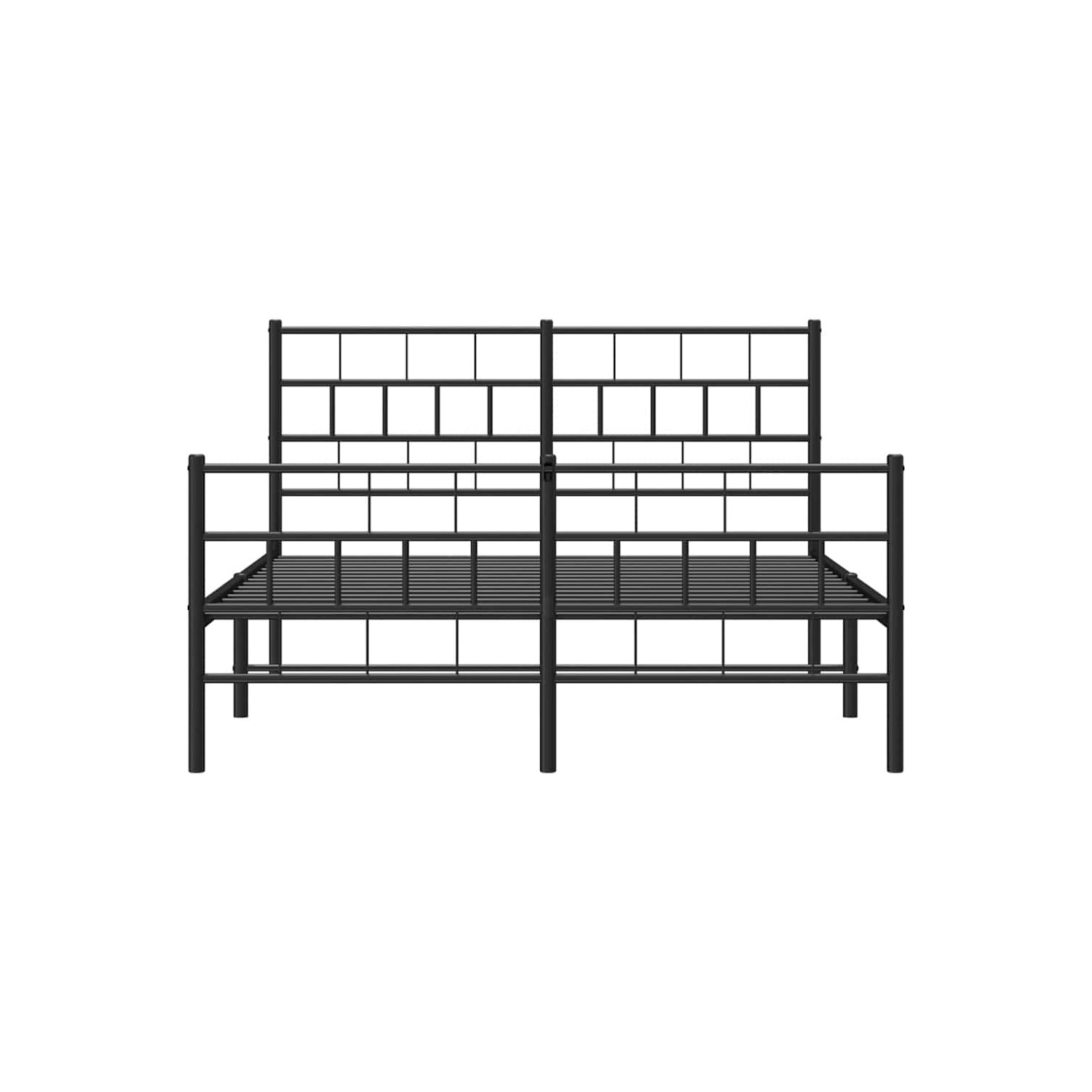 vidaXL Black Metal Queen Bed Frame with Headboard, Heavy-Duty, Under-Bed Storage, No Mattress