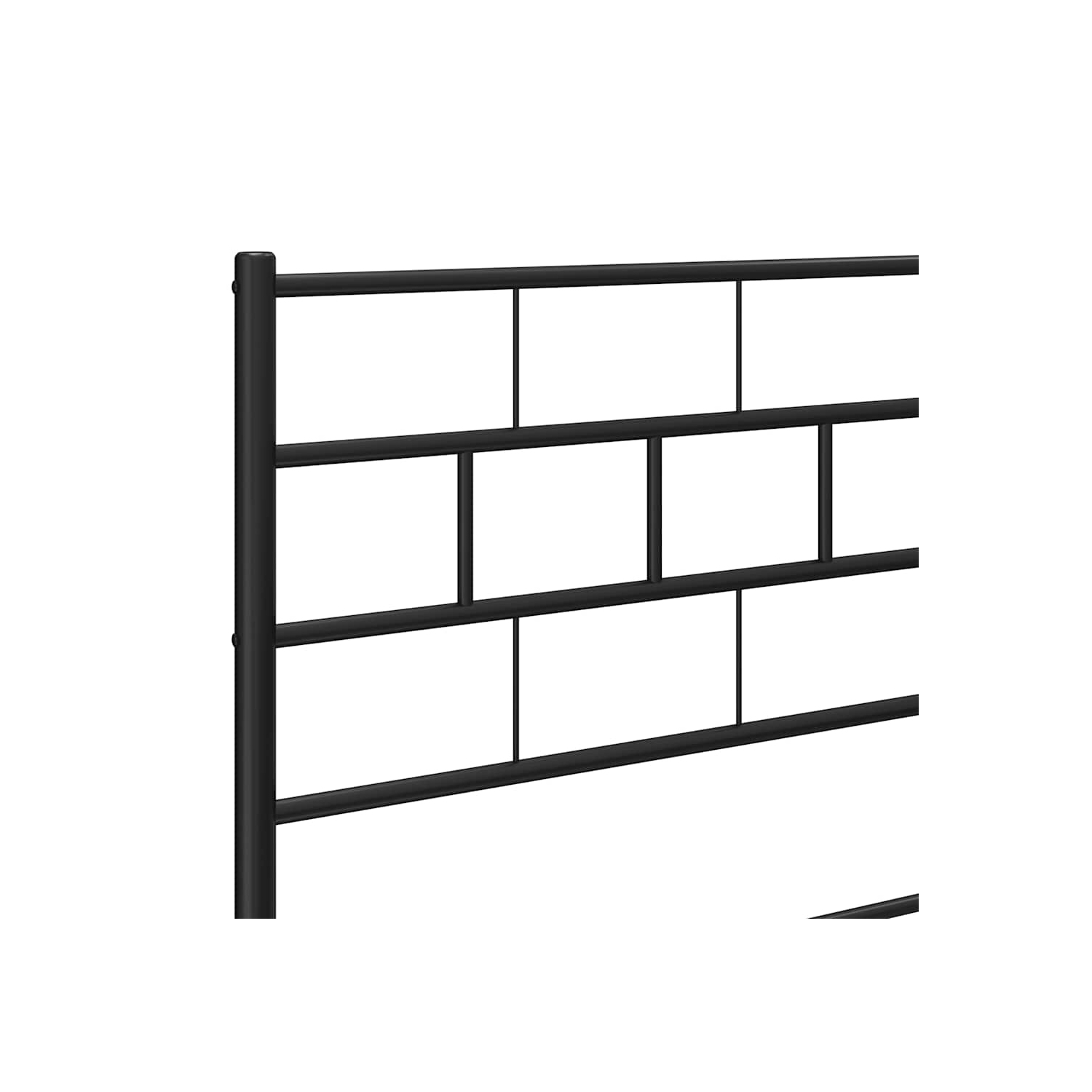 vidaXL Black Metal Queen Bed Frame with Headboard, Heavy-Duty, Under-Bed Storage, No Mattress