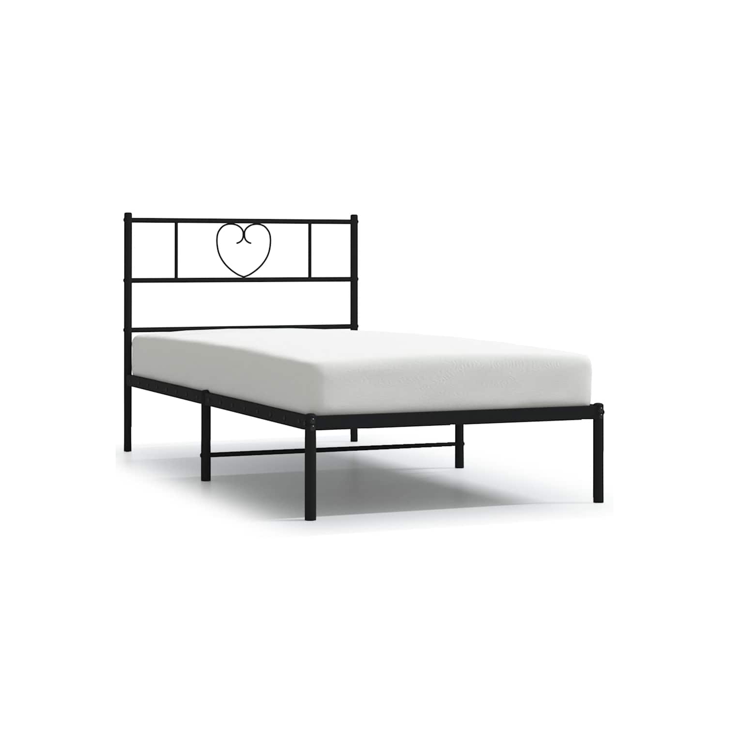 vidaXL Twin XL Metal Bed Frame with Headboard, Sturdy Steel, Black, No Mattress