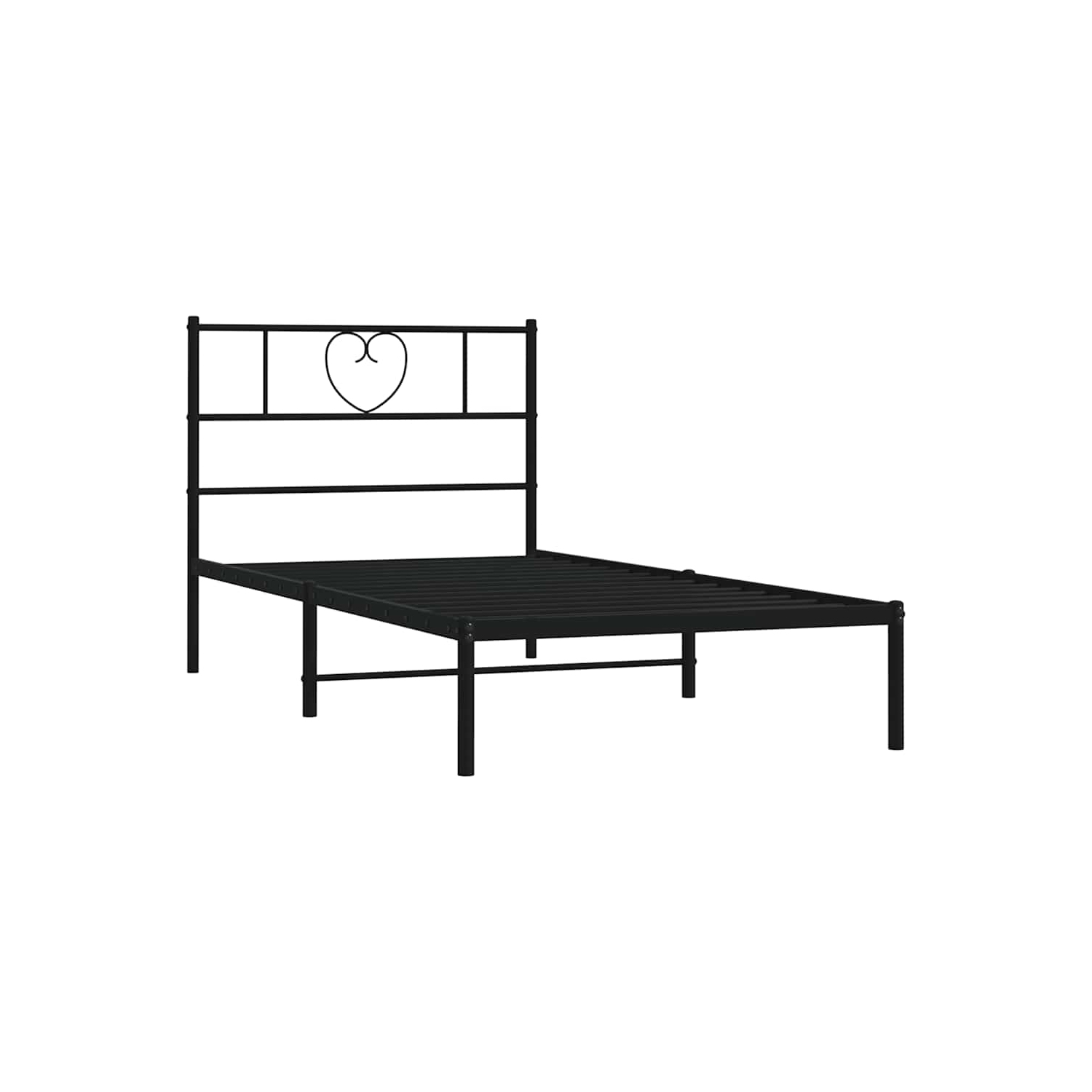 vidaXL Twin XL Metal Bed Frame with Headboard, Sturdy Steel, Black, No Mattress