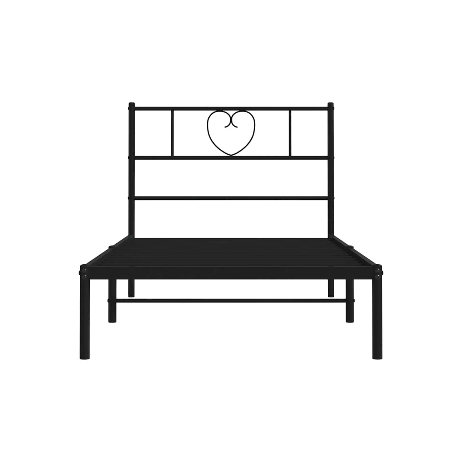 vidaXL Twin XL Metal Bed Frame with Headboard, Sturdy Steel, Black, No Mattress