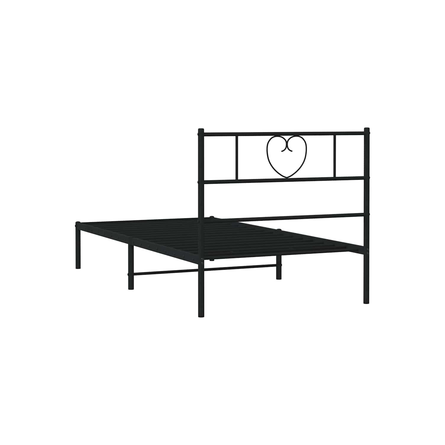 vidaXL Twin XL Metal Bed Frame with Headboard, Sturdy Steel, Black, No Mattress