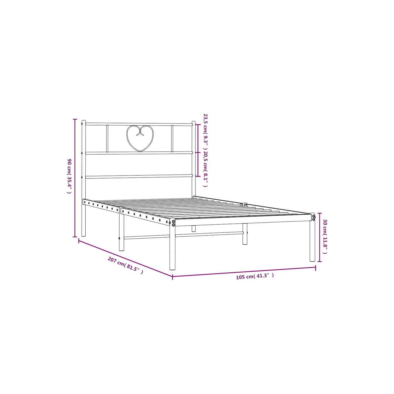 vidaXL Twin XL Metal Bed Frame with Headboard, Sturdy Steel, Black, No Mattress