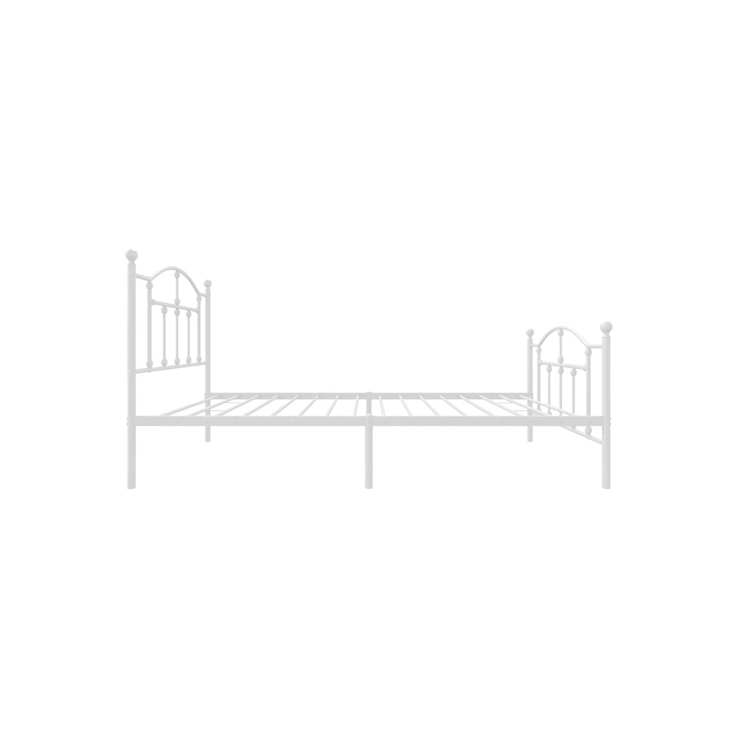vidaXL White Twin Metal Bed Frame with Headboard & Slats, No Mattress, Easy Assembly