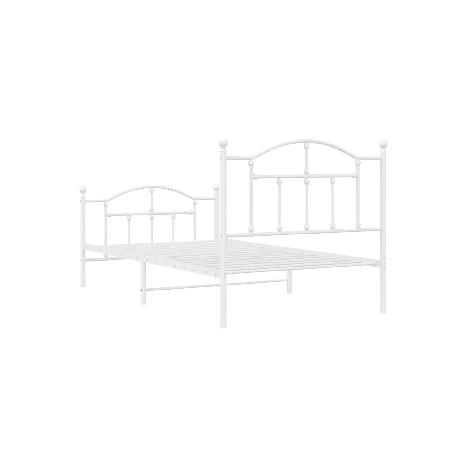 vidaXL White Twin Metal Bed Frame with Headboard & Slats, No Mattress, Easy Assembly