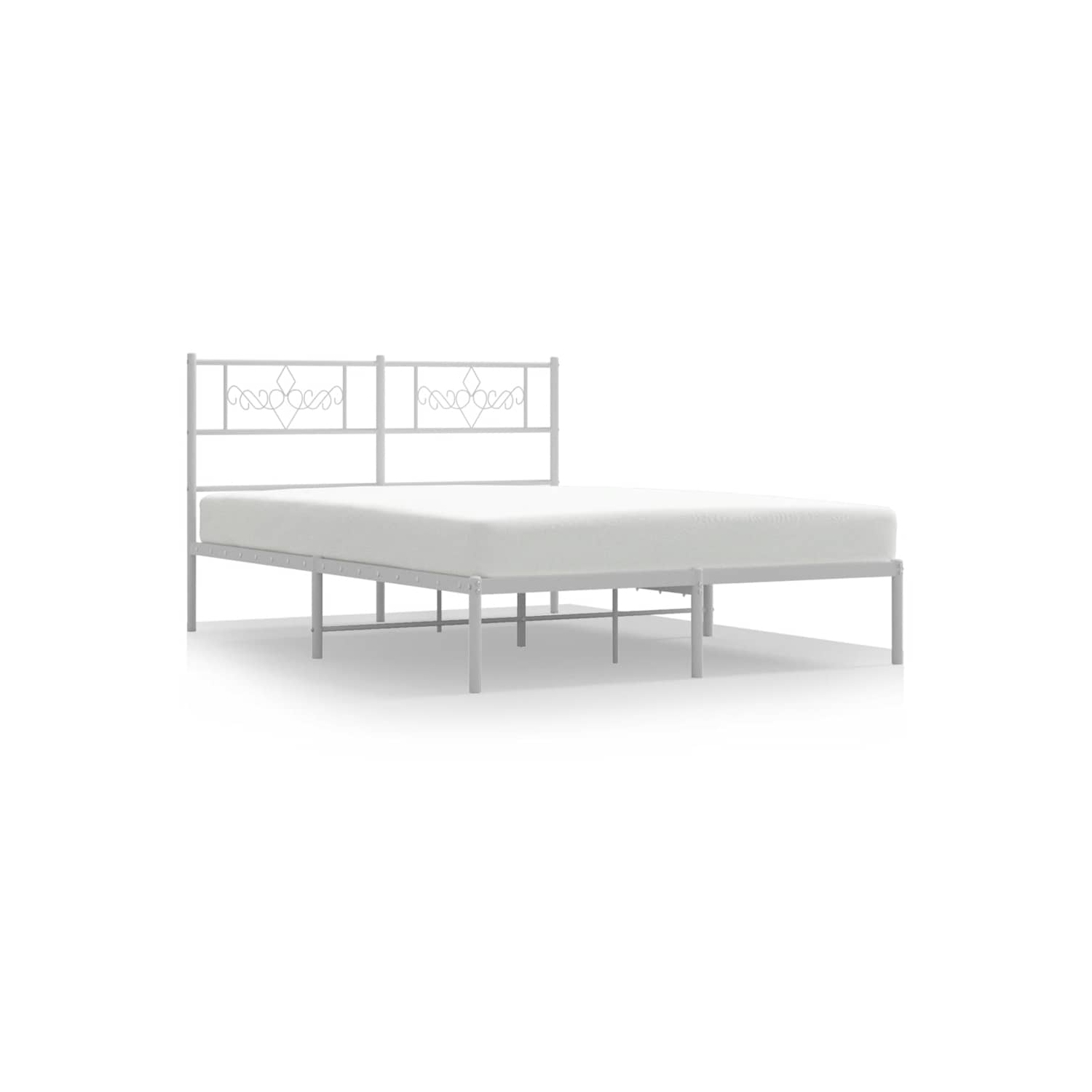vidaXL 12" White Queen Metal Bed Frame with Headboard No Mattress