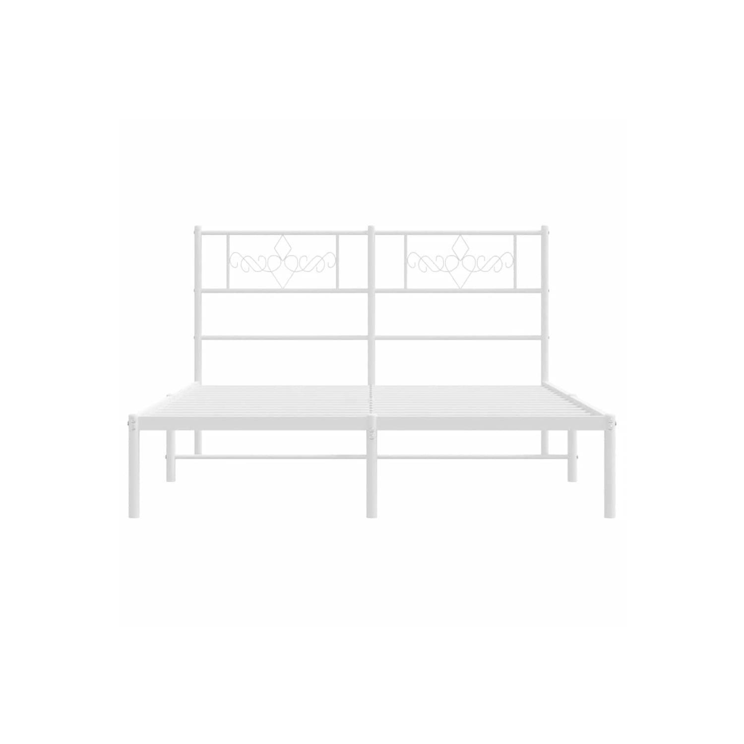 vidaXL 12" White Queen Metal Bed Frame with Headboard No Mattress