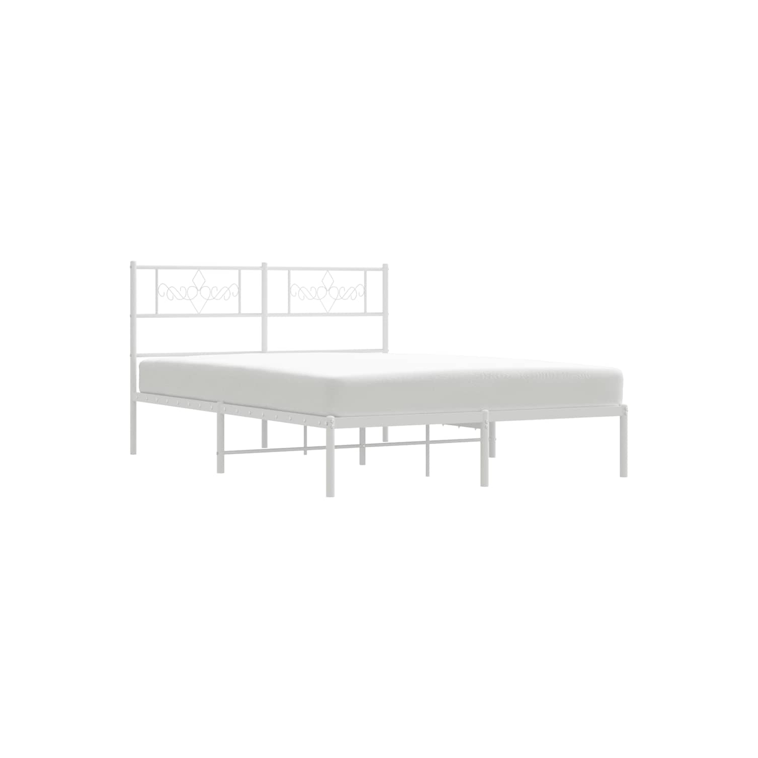 vidaXL 12" White Queen Metal Bed Frame with Headboard No Mattress
