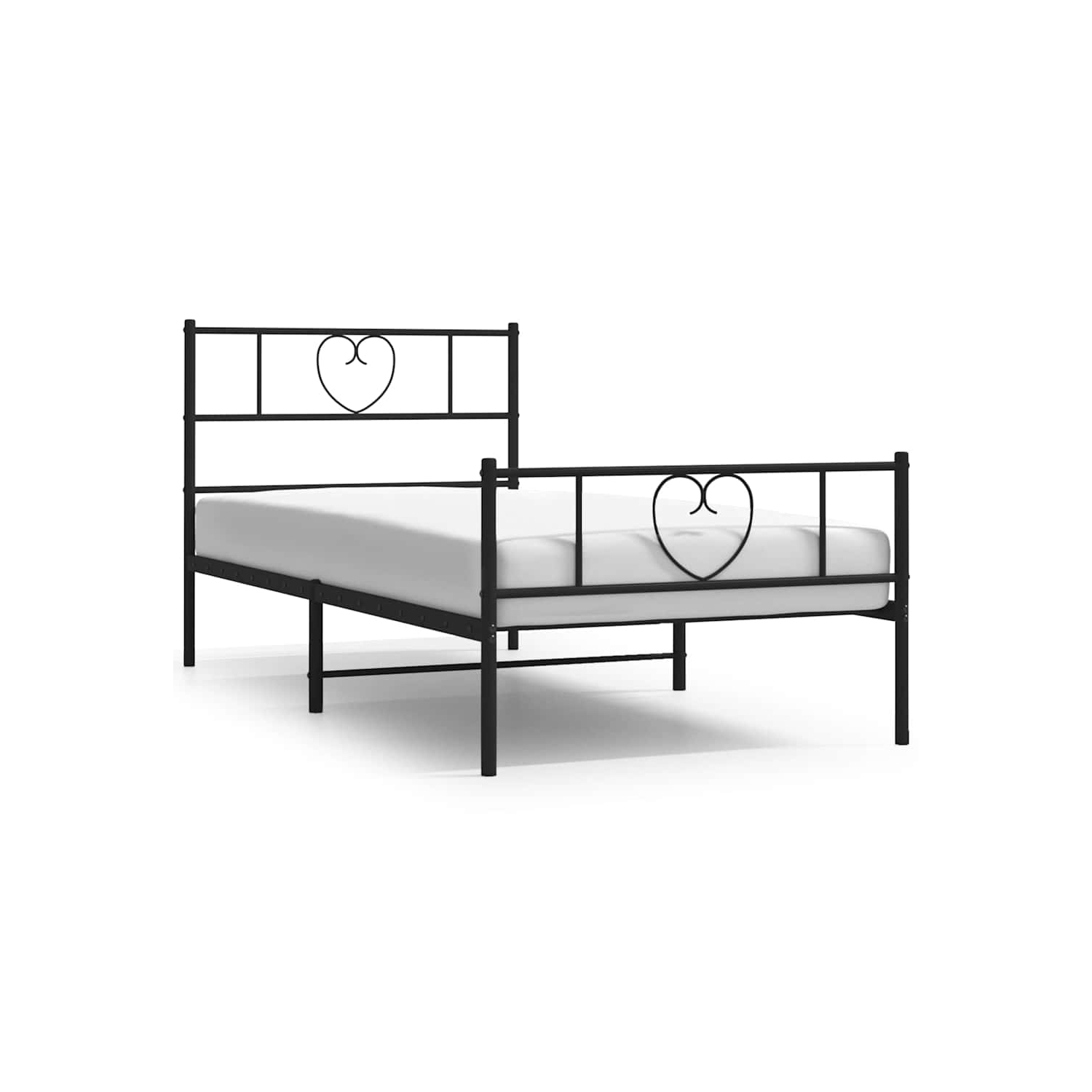 vidaXL Twin XL Metal Bed Frame with Headboard & Footboard, Sturdy Steel, Black, No Mattress