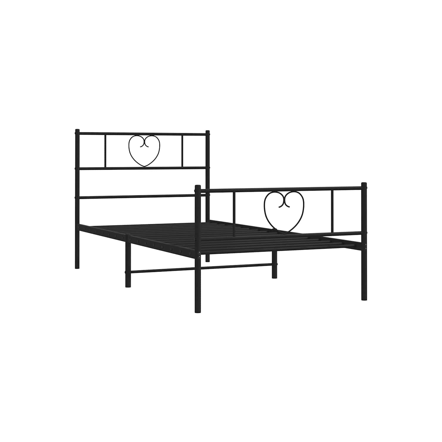 vidaXL Twin XL Metal Bed Frame with Headboard & Footboard, Sturdy Steel, Black, No Mattress