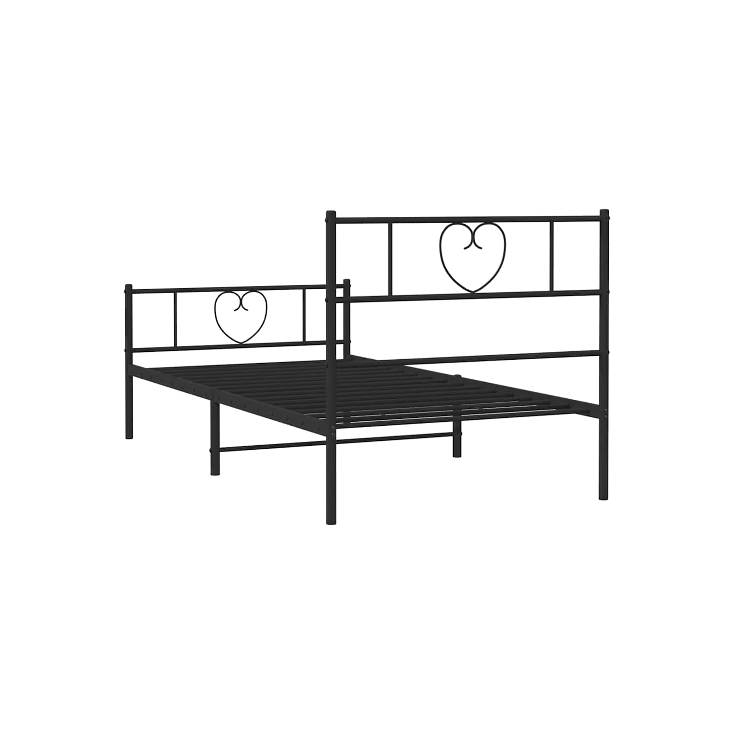 vidaXL Twin XL Metal Bed Frame with Headboard & Footboard, Sturdy Steel, Black, No Mattress