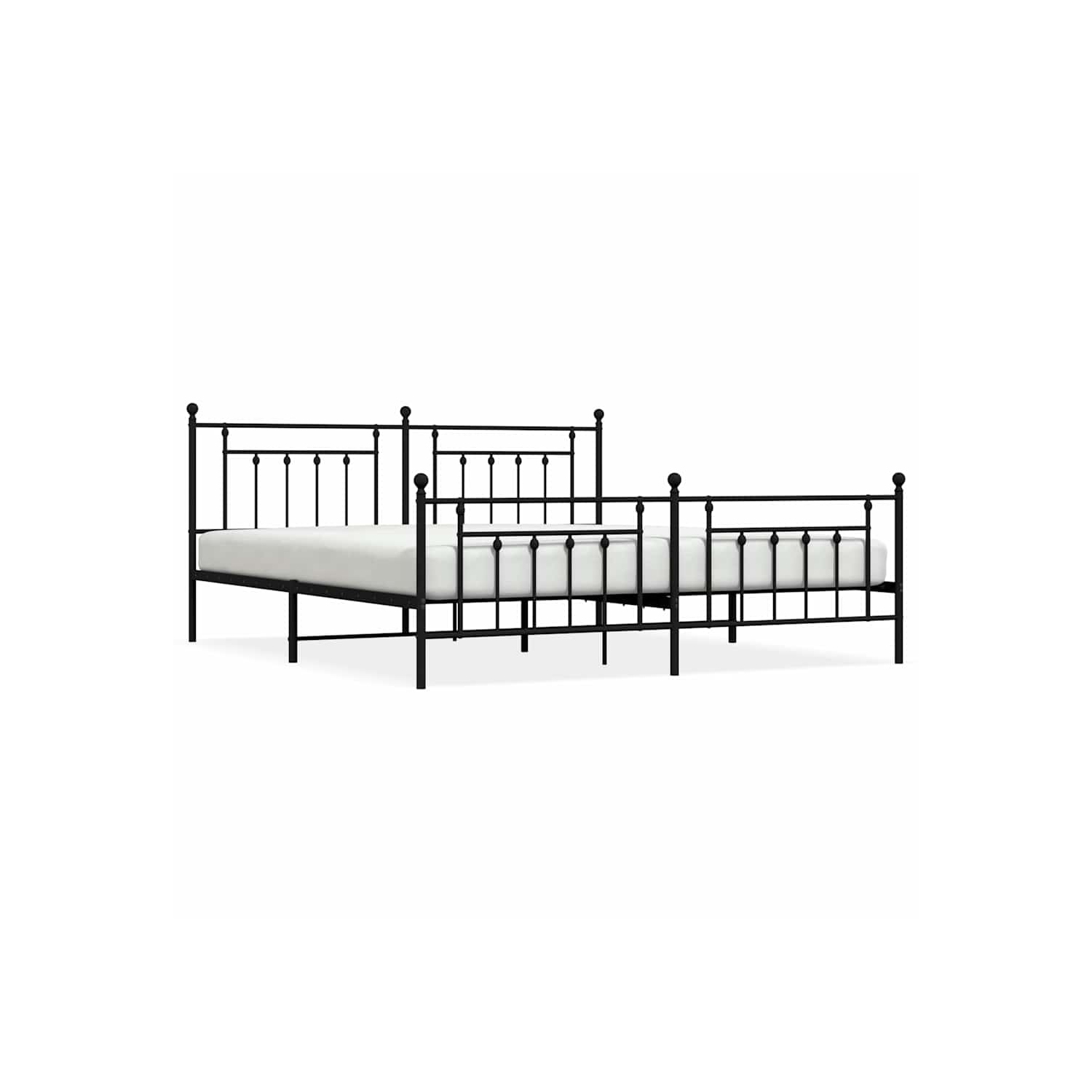 vidaXL 12" Black King Size Metal Bed Frame with Headboard & Footboard No Mattress