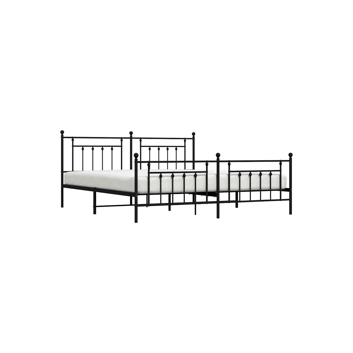 vidaXL 12" Black King Size Metal Bed Frame with Headboard & Footboard No Mattress