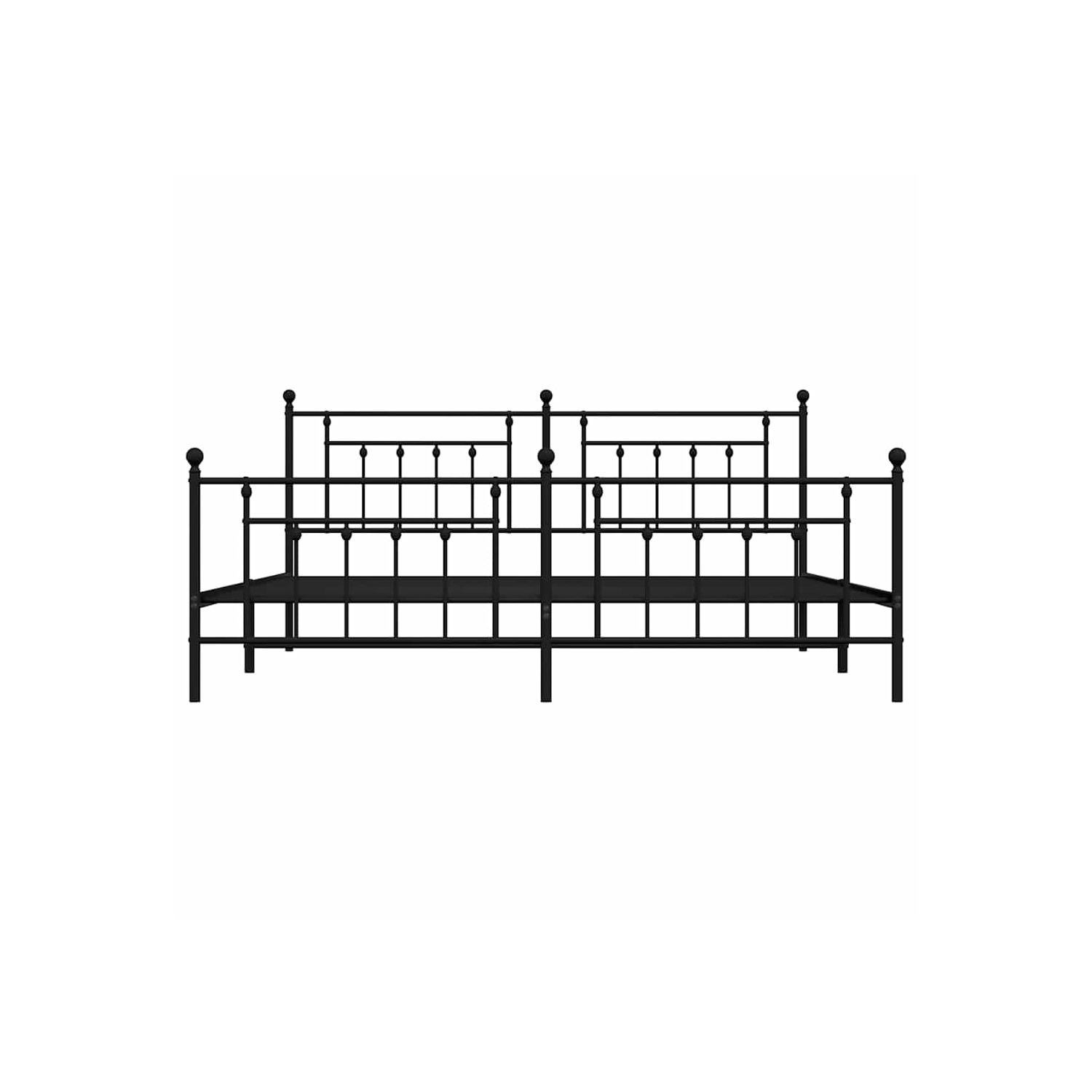 vidaXL 12" Black King Size Metal Bed Frame with Headboard & Footboard No Mattress