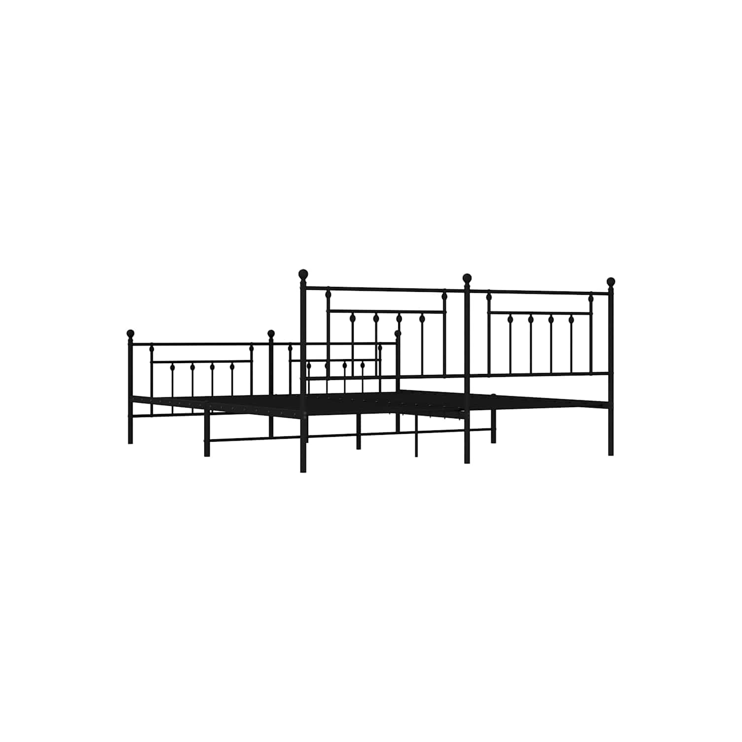 vidaXL 12" Black King Size Metal Bed Frame with Headboard & Footboard No Mattress