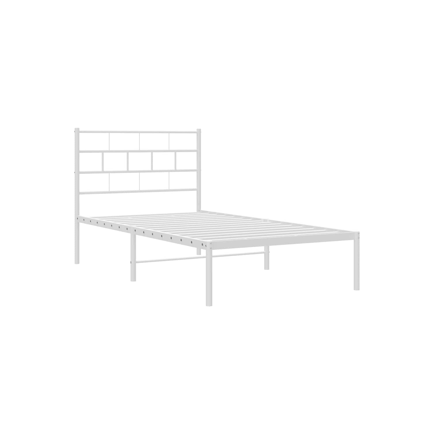 vidaXL White Metal Twin XL Bed Frame with Headboard, Heavy-Duty, Under-Bed Storage, No Mattress